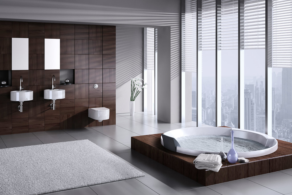 A sparkling, spotless modern bathroom